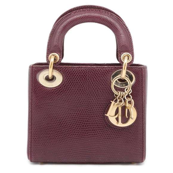 Christian Dior Lizard 2way Christian Handbag Bordeaux - Picture 1 of 16